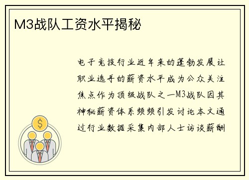 M3战队工资水平揭秘